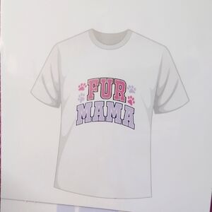 Fur Mama T-Shirt - White with Pink and Purple